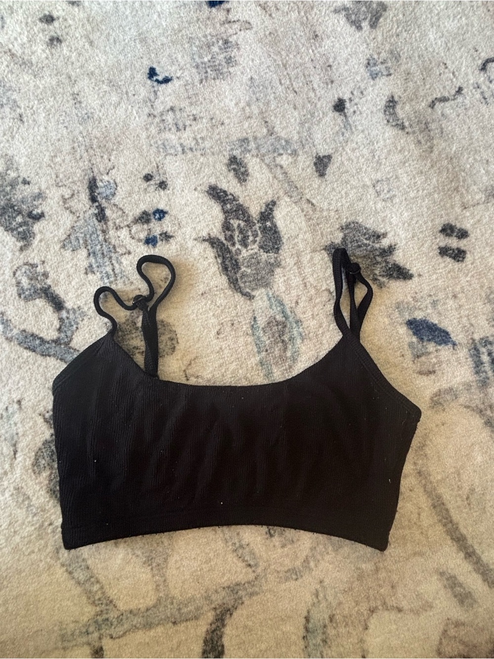 LNA Black Ribbed Double-Strap Bralette